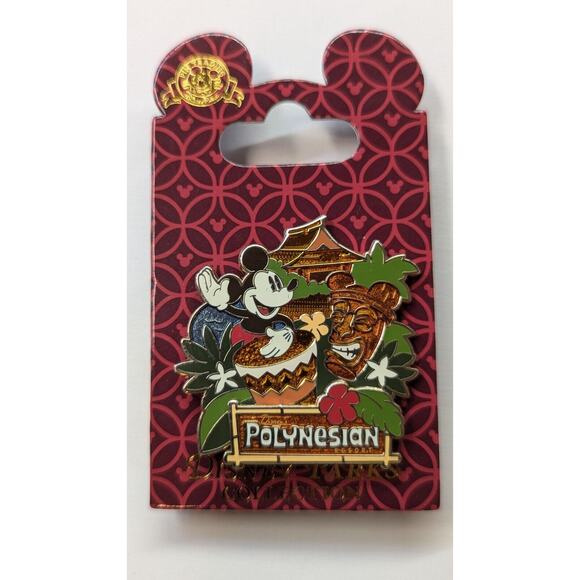 Disney Other - Disney Polynesian Resort Hotel - Mickey Mouse 3D Tiki Banging Drum Pin Drumming